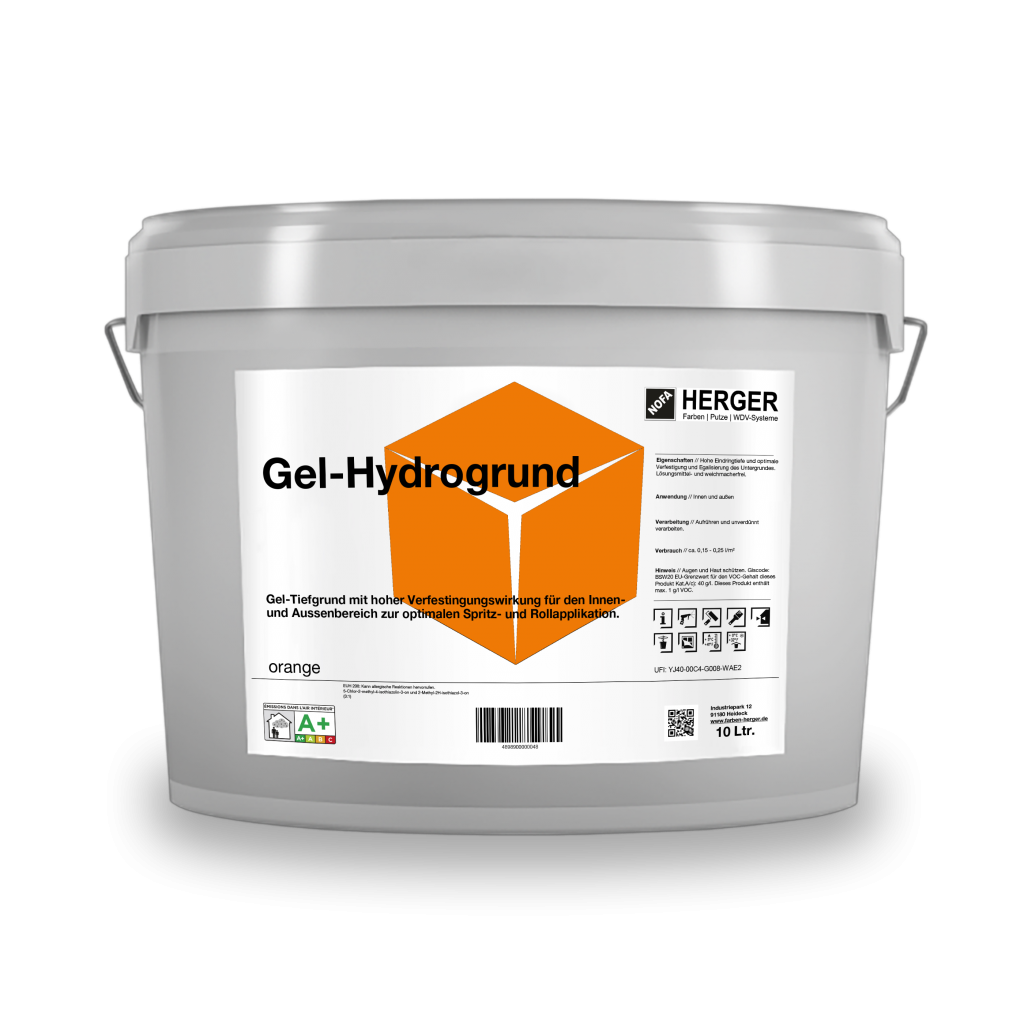 Gel-Hydrogrund mit hoher Verfestigungswirkung für den Innen und Aussenbereich zur optimalen Spritz- und Rollapplikation. Hohe Eindringtiefe und optimale Verfestigung und Egalisierung des Untergrundes.